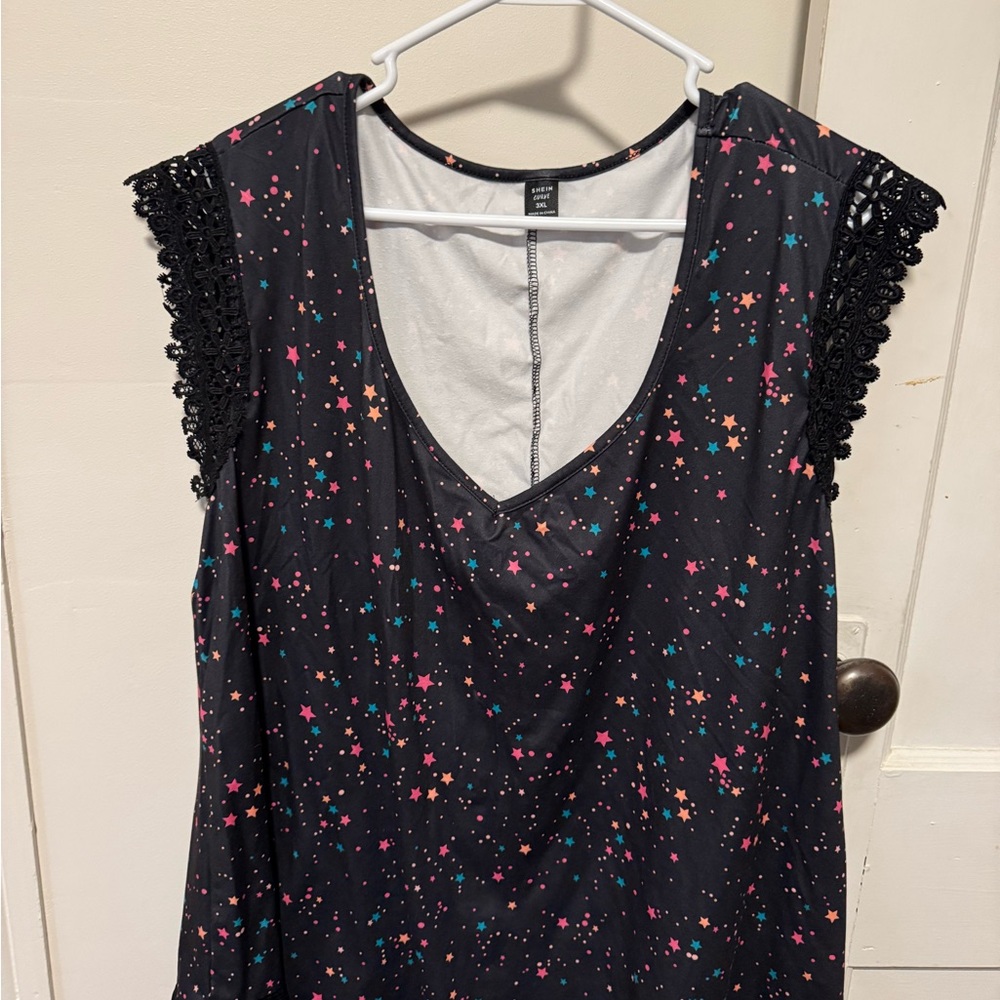 SHEIN Black and Pink Starry Top